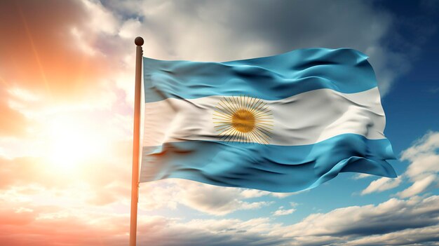 Foto una foto de la bandera argentina durante una celebración nacional.