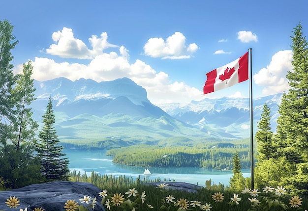 Foto de la bandera nacional canadiense de Canadá