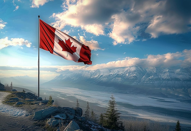 Foto de la bandera nacional canadiense de Canadá