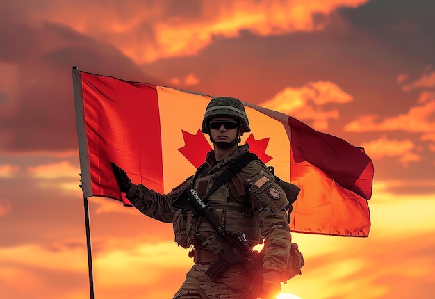 Foto de la bandera nacional canadiense de Canadá