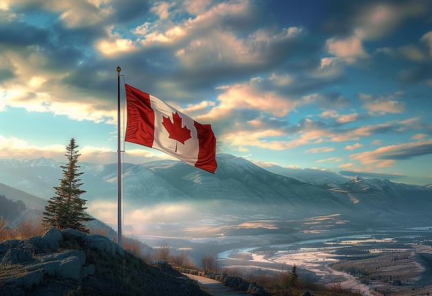 Foto de la bandera nacional canadiense de Canadá