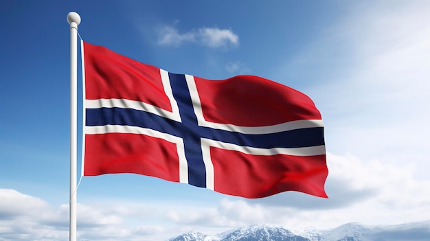 Una foto de la bandera de Noruega en toda su longitud