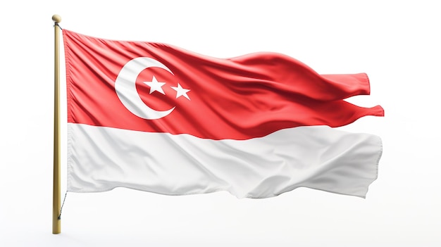 Una foto de la bandera de Singapur en toda su longitud