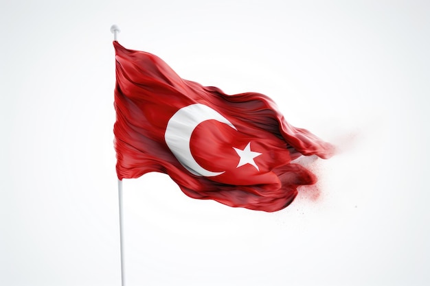 Foto de la bandera turca aislada con fondo blanco