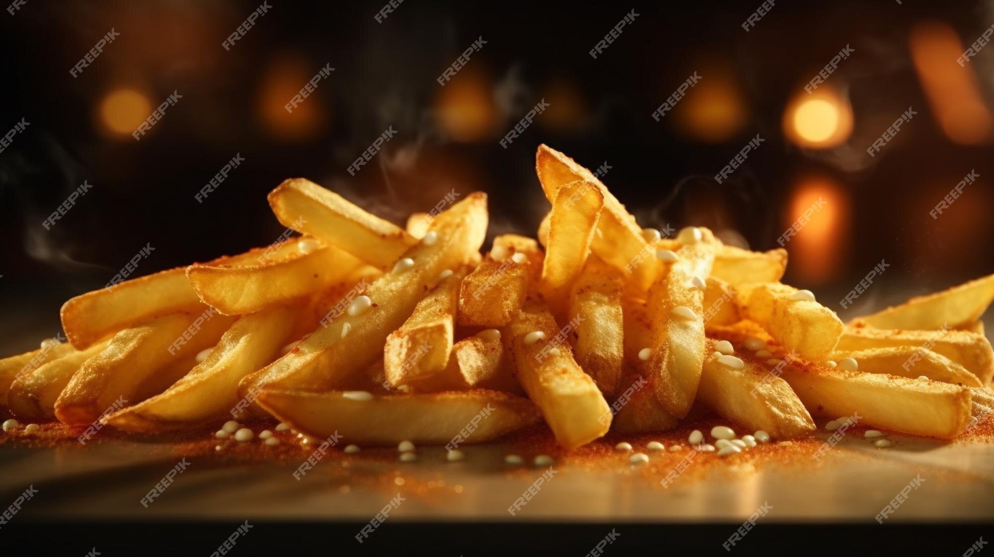 Foto batata frita crocante com ketchup