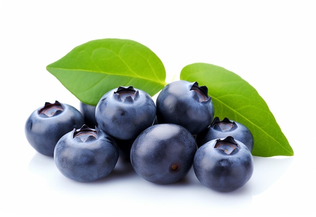 Foto de baya azul sobre fondo aislado árbol de baya azul jugo y batido de baya azul