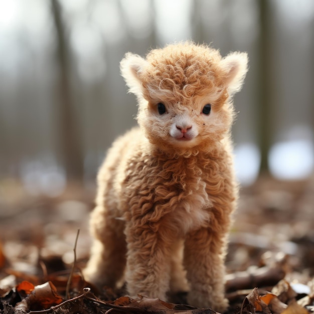 Foto de un bebé alpaca con el pelaje suave y lanoso