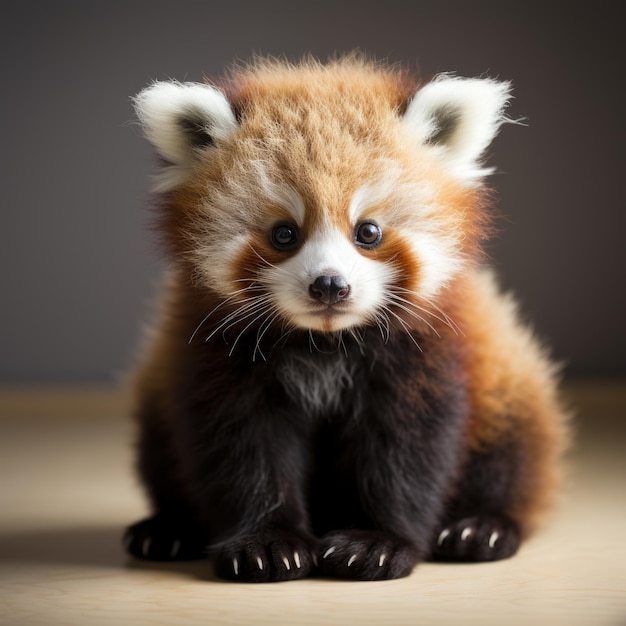 Foto de un bebé panda rojo con una cola espesa IA generativa