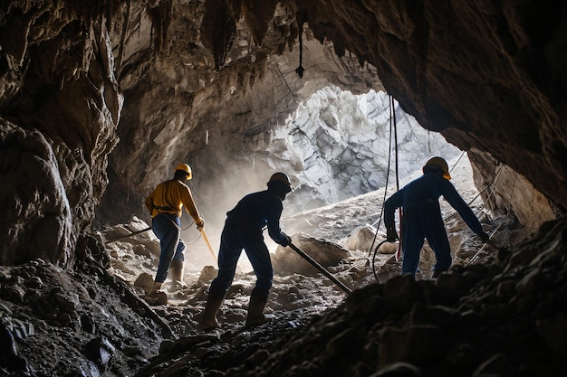 Foto foto bei der arbeit in einer höhle 24