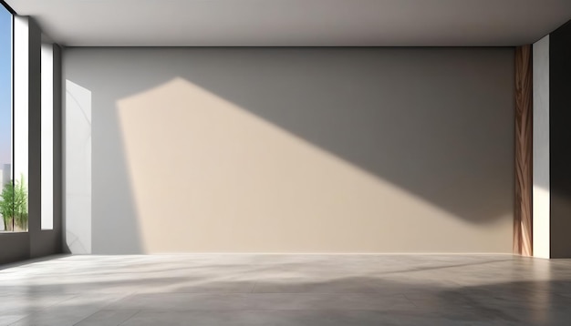 Foto beige mínimo abstrato fundo de parede de concreto com sombra de árvore de guarda-sol renderização 3d