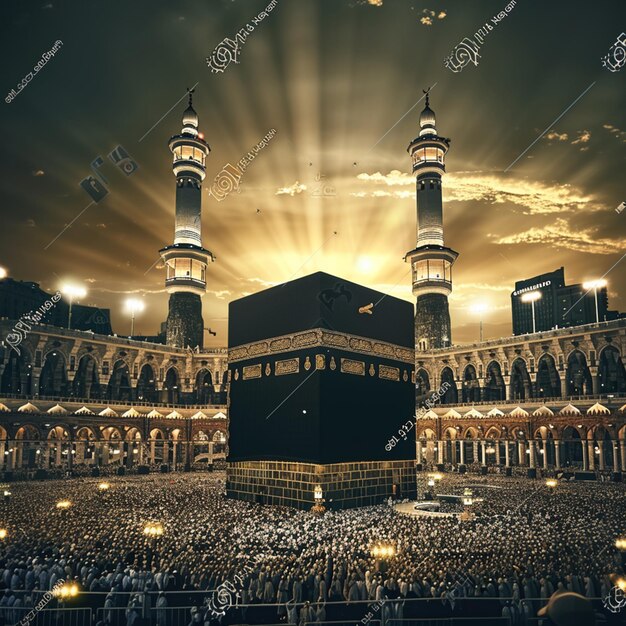 Foto bela Kaaba hajj piglrimage em Meca umra eid al adha foto ilustração de fundo