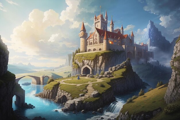 Foto Bela paisagem de fantasia medieval