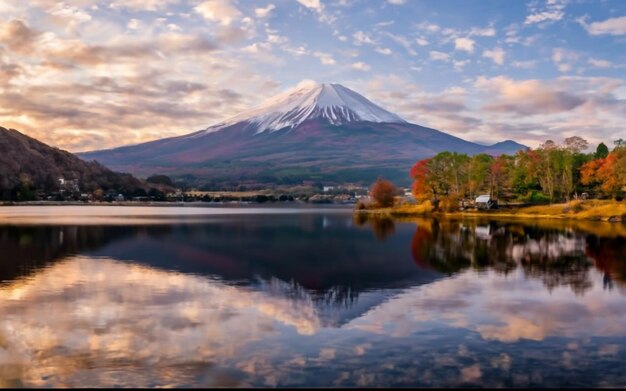 Foto foto bela paisagem vista do lago kawaguchiko no japão