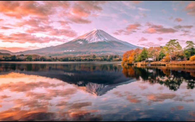 Foto foto bela paisagem vista do lago kawaguchiko no japão