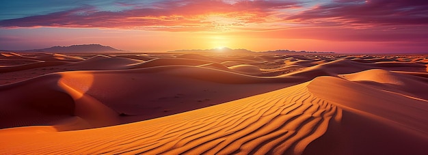 Foto foto bela vista de dunas de areia do deserto à tarde em um dia ensolarado