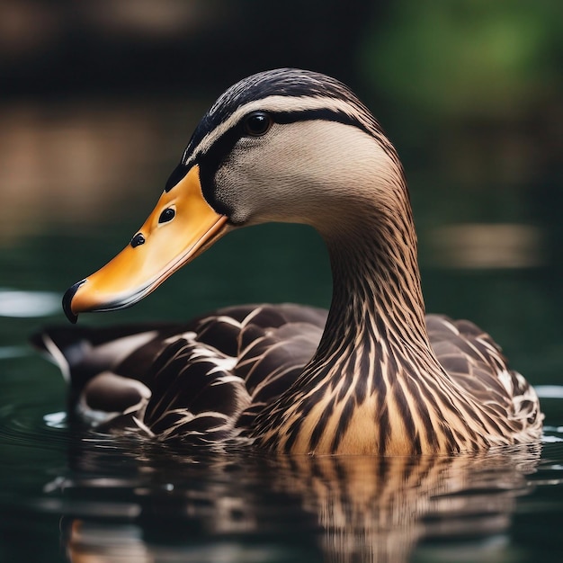 Foto beleza da natureza pato pássaro bico animal lago penas água gerada por IA