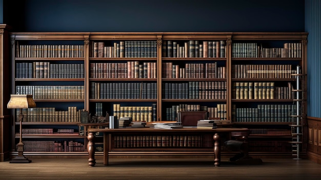 Una foto de una biblioteca de investigación legal