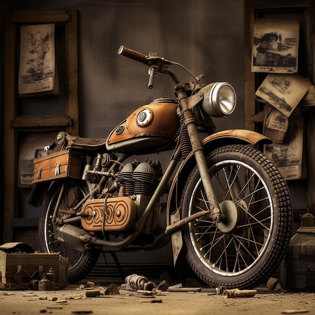 Foto bicicleta motocicleta moto vintage (en inglés)