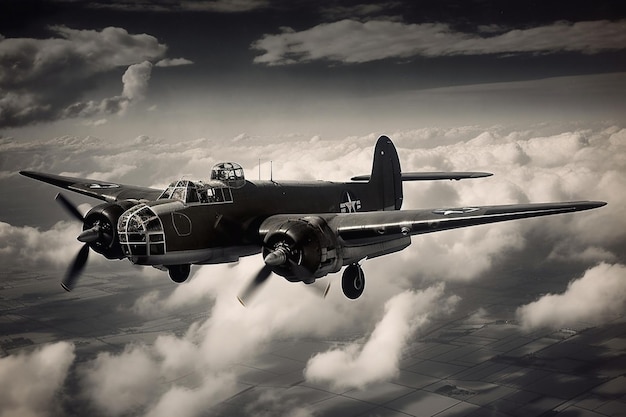 Una foto en blanco y negro de un avión con el número 34 en él