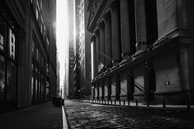 Una foto en blanco y negro de una calle de la ciudad