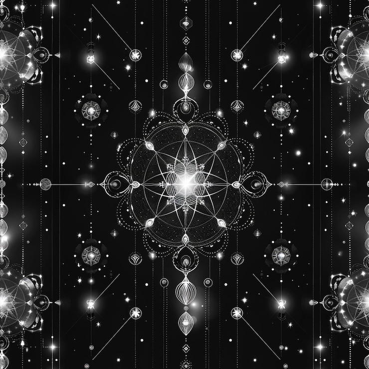 Foto una foto en blanco y negro de un diseño geométrico con las palabras x en él