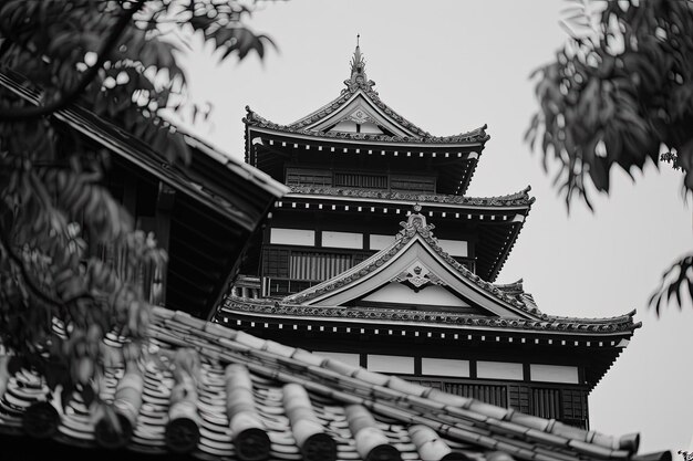 Una foto en blanco y negro de un edificio alto