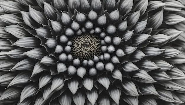 una foto en blanco y negro de una flor con el centro abierto