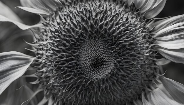 una foto en blanco y negro de una flor que dice diente de león