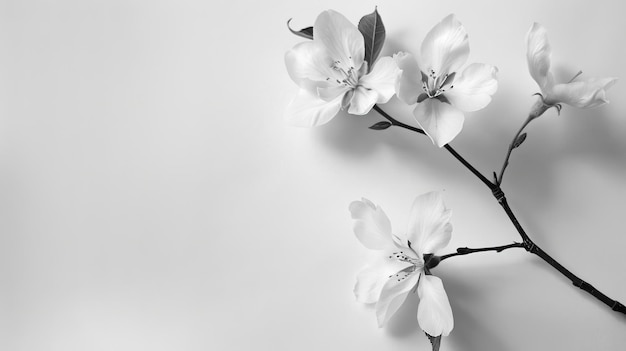 una foto en blanco y negro de flores y un fondo blanco