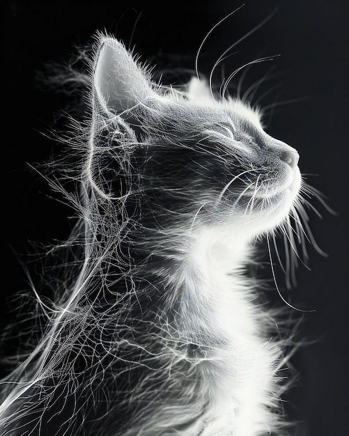 Foto una foto en blanco y negro de un gatito