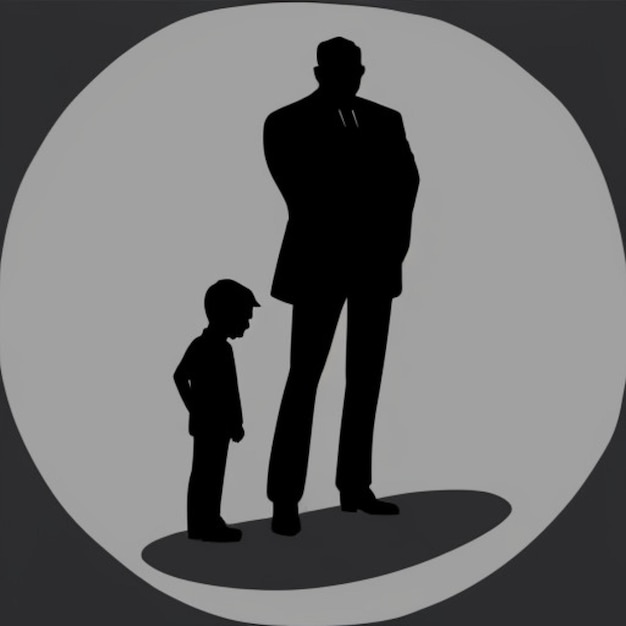 Foto una foto en blanco y negro de un hombre y un niño