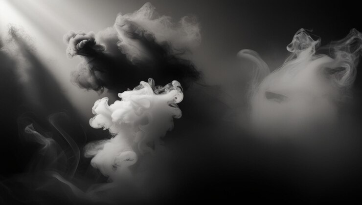 una foto en blanco y negro de humo y humo