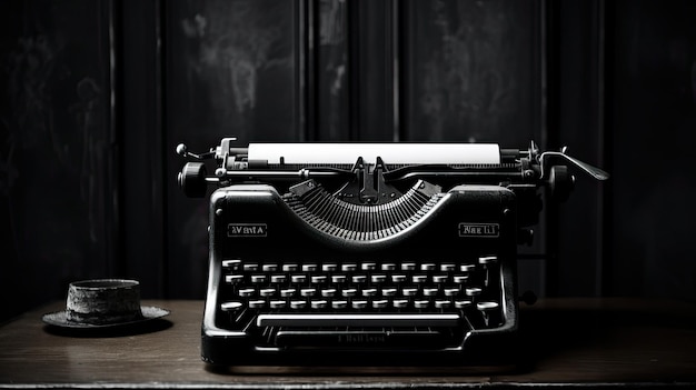 una foto en blanco y negro de una máquina de escribir con humo saliendo del fondo.