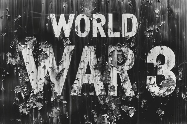 Foto foto en blanco y negro de la tercera guerra mundial en una superficie accidentada