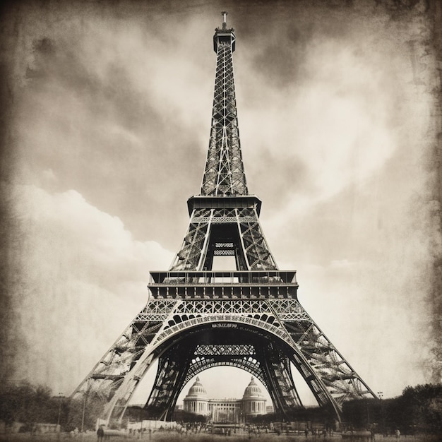 Una foto en blanco y negro de la torre Eiffel en París.