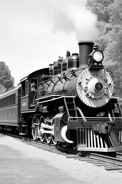 Foto foto en blanco y negro de una vieja locomotora de vapor