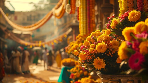 Foto Blumenkränze zum Verkauf auf dem Markt