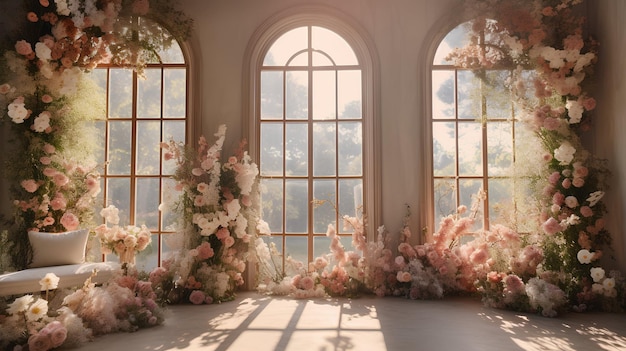 foto boda salón floral Salón de flores para bodas Flores para el salón de bodas