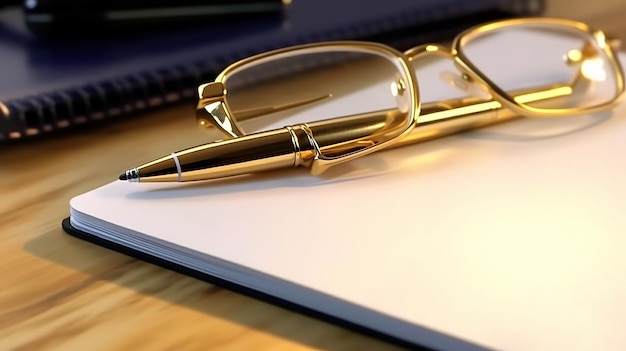 Una foto de un bolígrafo y gafas en un libro IA generativa