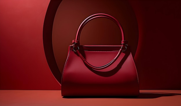 Foto bolsa feminina de couro vermelho generativa ai