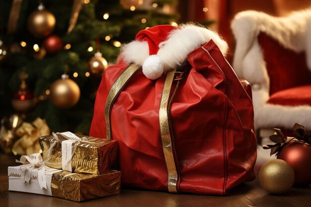 Foto de la bolsa de Papá Noel con regalos