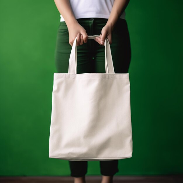 Foto de bolsas ecológicas de tela en blanco o de hilo de algodón bolsas de tela bolsas vacías y símbolo verde de reciclaje