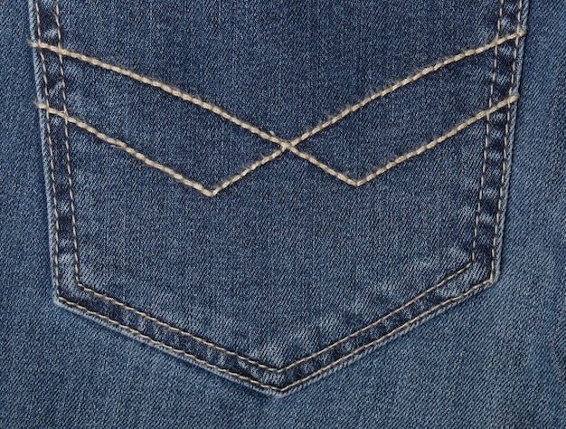 Foto de un bolsillo de los pantalones vaqueros azules