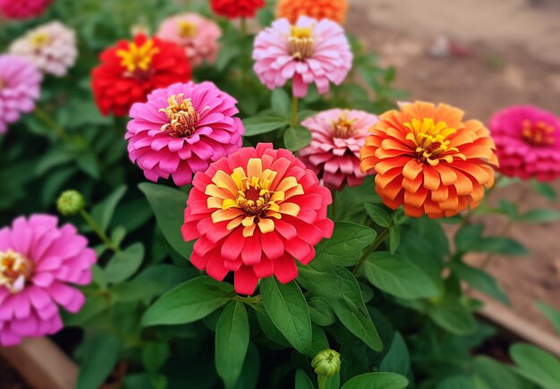 Foto foto bonita muitos tipos de flores no jardim por trás de bonita luz verde natural desfocado sol