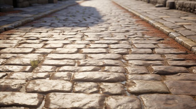 Foto foto borrosa de una ia generativa de la calle cobblestone