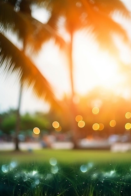 Foto una foto borrosa de una palmera en el fondo