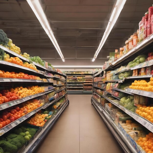 Una foto borrosa de un supermercado