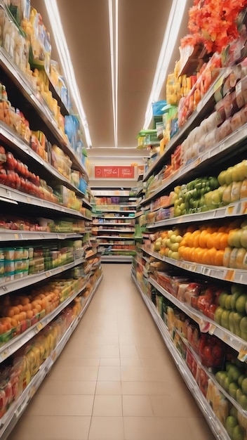Una foto borrosa de un supermercado