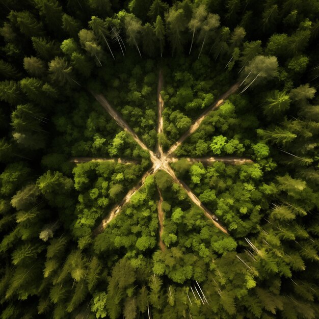 Foto del bosque en forma de arriba hacia abajo vista de avión no tripulado foto de alta calidad