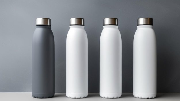 foto botella de agua blanca reutilizable IA generativa